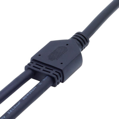 Conector de tipo Y de corriente nominal 8A resistente al agua IP67 negro para aplicaciones de 250 V