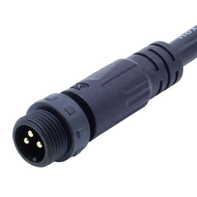 PA66 Conector impermeable tipo tornillo M12 cabeza de codo para energía eléctrica IP68