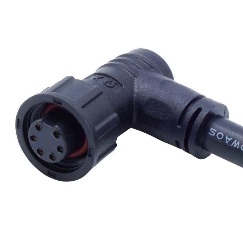 PA66 Conector impermeable tipo tornillo M12 cabeza de codo para energía eléctrica IP68